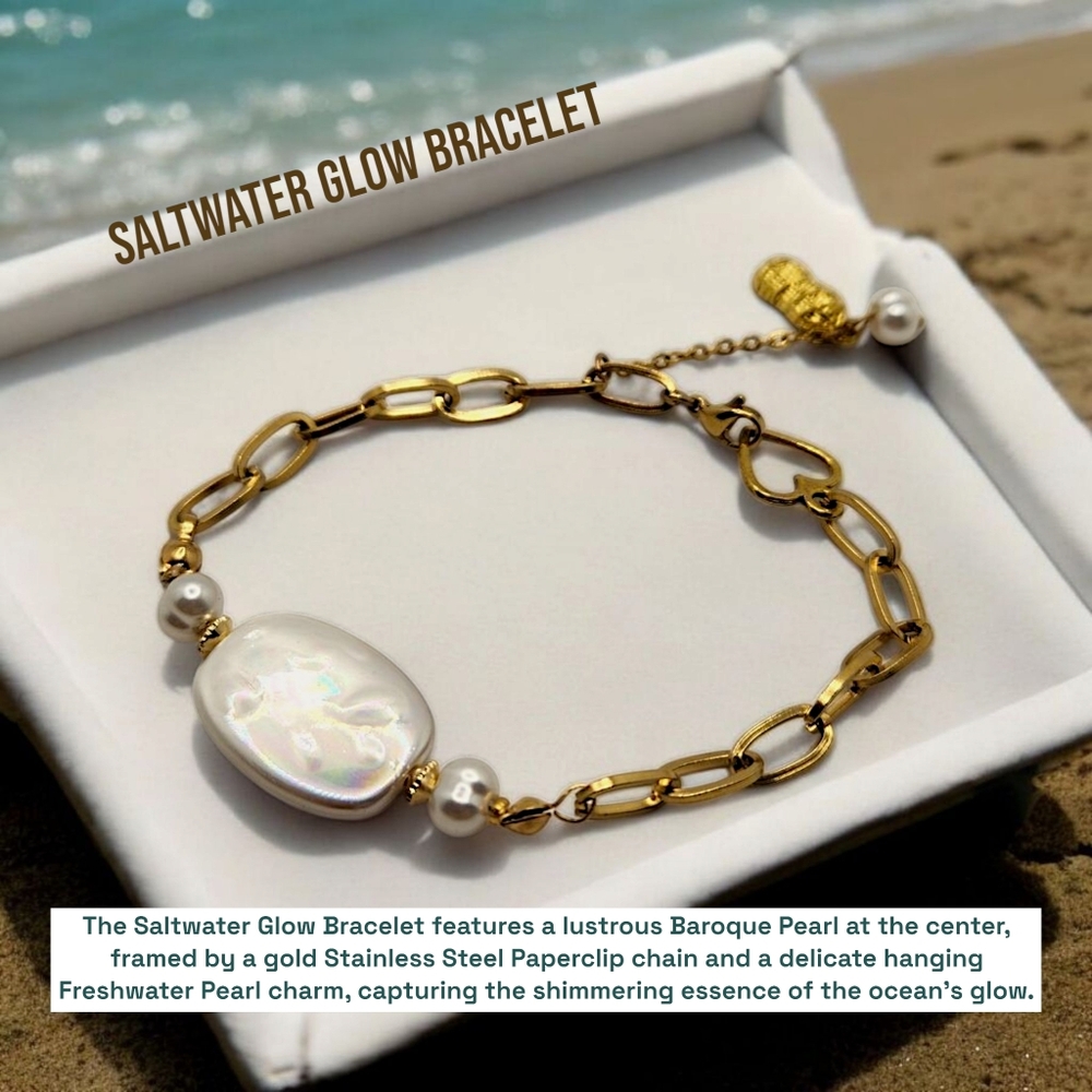 Baroque Pearl, gold Stainless Steel clasp bracelet
